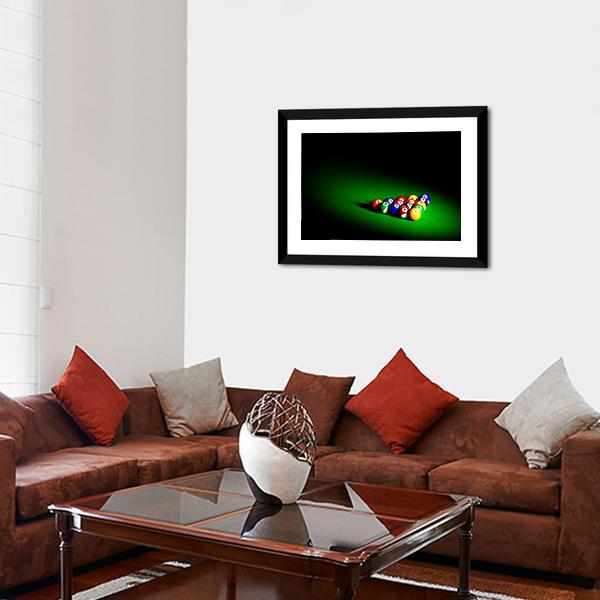 Billiard Balls Under Light Canvas Wall Art-3 Horizontal-Gallery Wrap-25" x 16"-Tiaracle