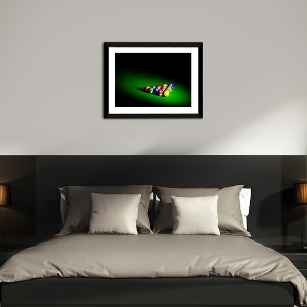 Billiard Balls Under Light Canvas Wall Art-3 Horizontal-Gallery Wrap-25" x 16"-Tiaracle