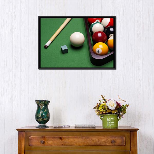 Billiard Equipment Canvas Wall Art-1 Piece-Floating Frame-24" x 16"-Tiaracle