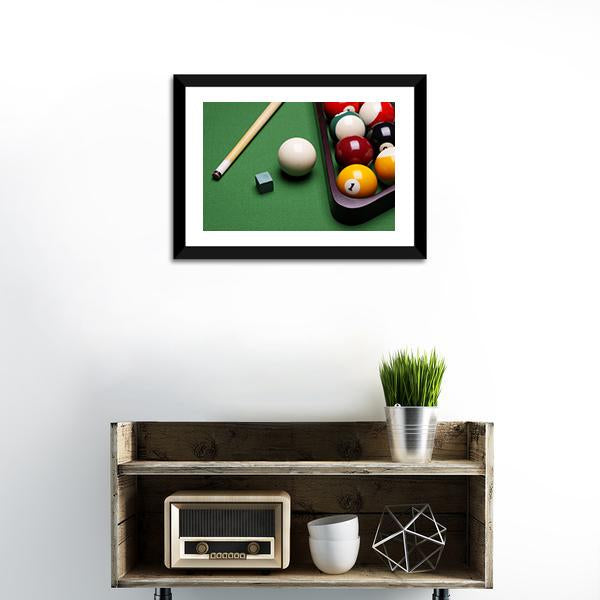 Billiard Equipment Canvas Wall Art-1 Piece-Framed Print-20" x 16"-Tiaracle