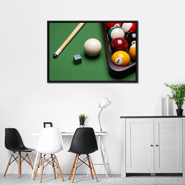 Billiard Equipment Canvas Wall Art-3 Horizontal-Gallery Wrap-25" x 16"-Tiaracle