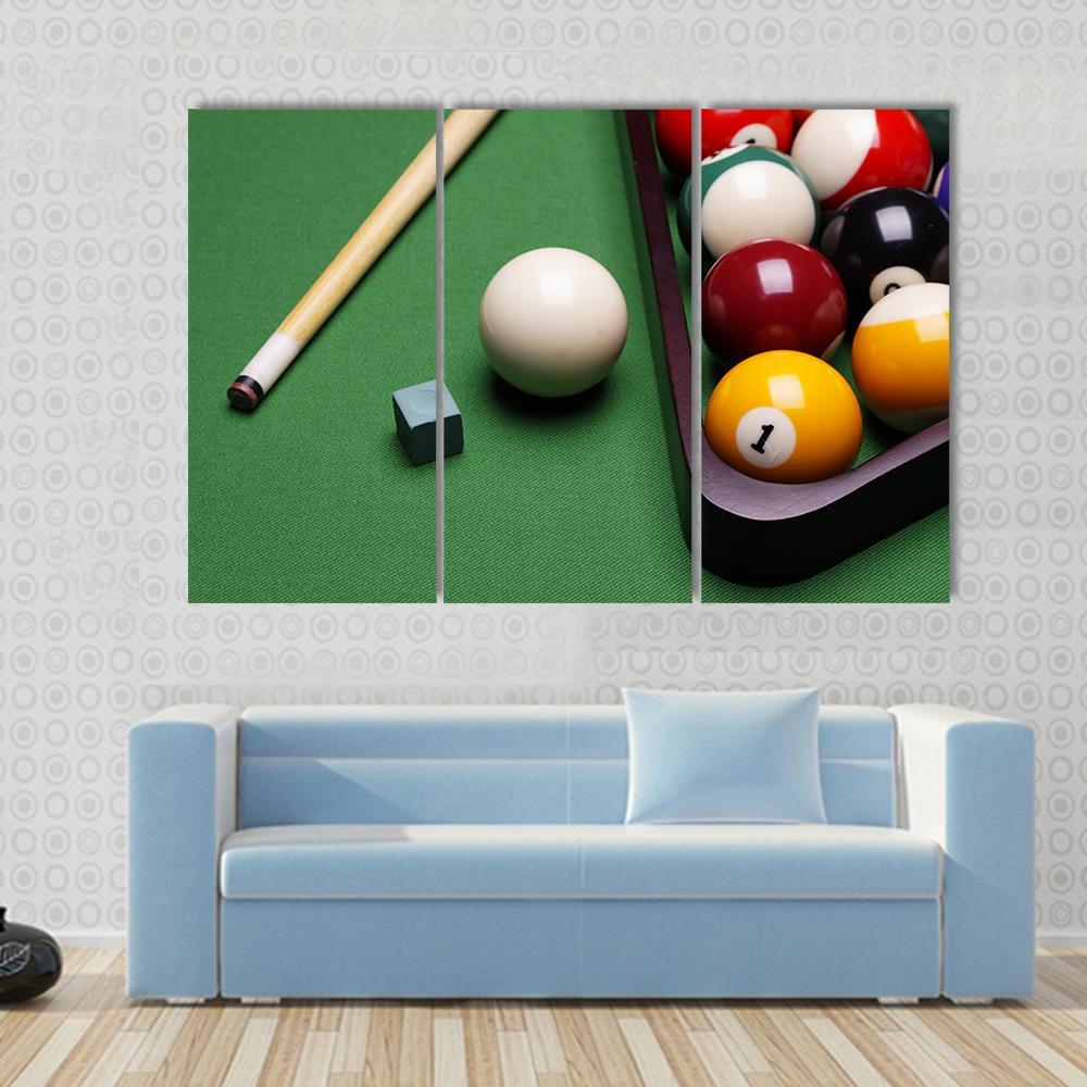 Billiard Equipment Canvas Wall Art-3 Horizontal-Gallery Wrap-37" x 24"-Tiaracle