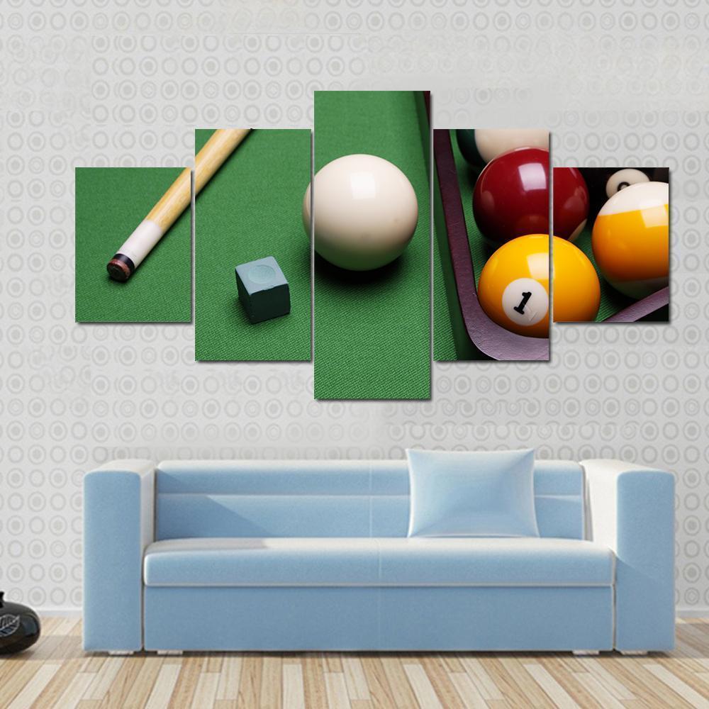 Billiard Equipment Canvas Wall Art-5 Star-Gallery Wrap-62" x 32"-Tiaracle