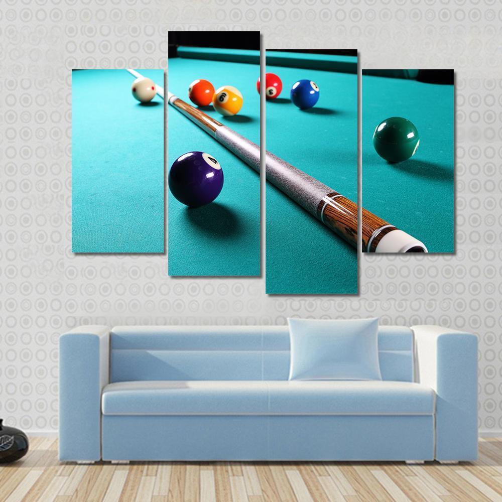 Billiard Table With Equipment Canvas Wall Art-4 Pop-Gallery Wrap-50" x 32"-Tiaracle