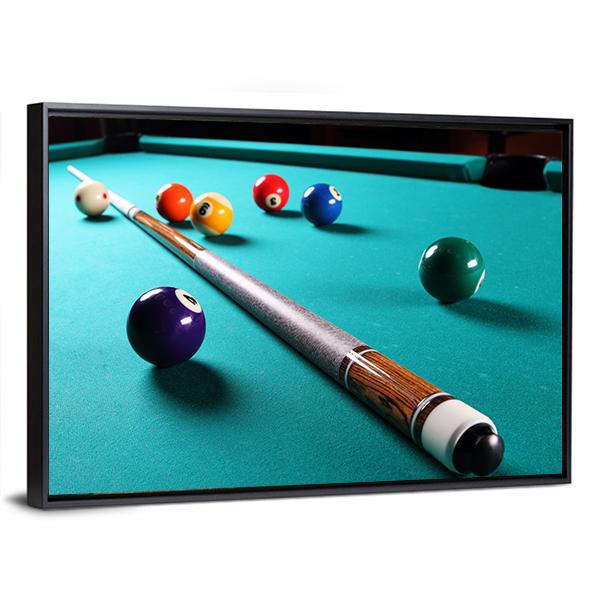 Billiard Table With Equipment Canvas Wall Art-3 Horizontal-Gallery Wrap-25" x 16"-Tiaracle