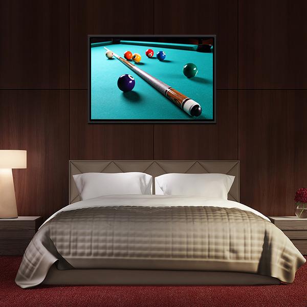 Billiard Table With Equipment Canvas Wall Art-3 Horizontal-Gallery Wrap-25" x 16"-Tiaracle