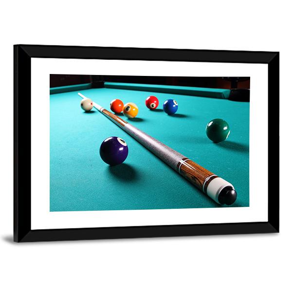 Billiard Table With Equipment Canvas Wall Art-3 Horizontal-Gallery Wrap-25" x 16"-Tiaracle