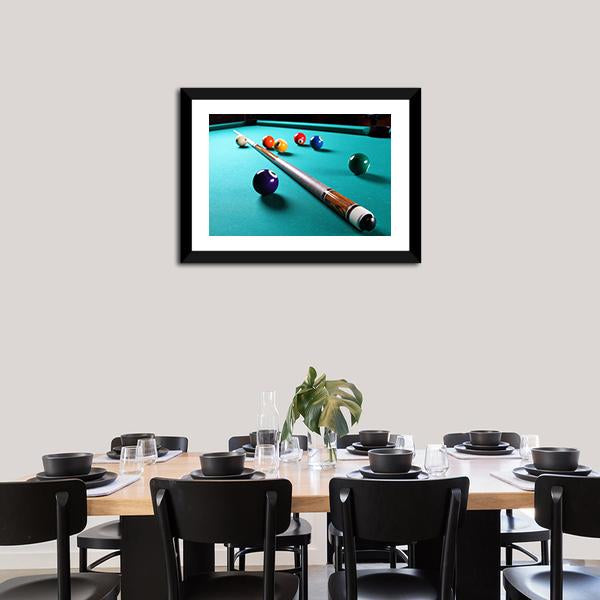 Billiard Table With Equipment Canvas Wall Art-3 Horizontal-Gallery Wrap-25" x 16"-Tiaracle