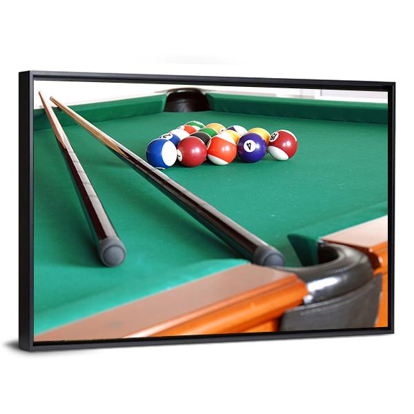 Snooker Balls & Cue Canvas Wall Art-3 Horizontal-Gallery Wrap-25" x 16"-Tiaracle