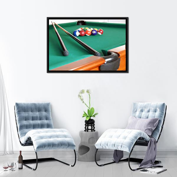 Snooker Balls & Cue Canvas Wall Art-3 Horizontal-Gallery Wrap-25" x 16"-Tiaracle