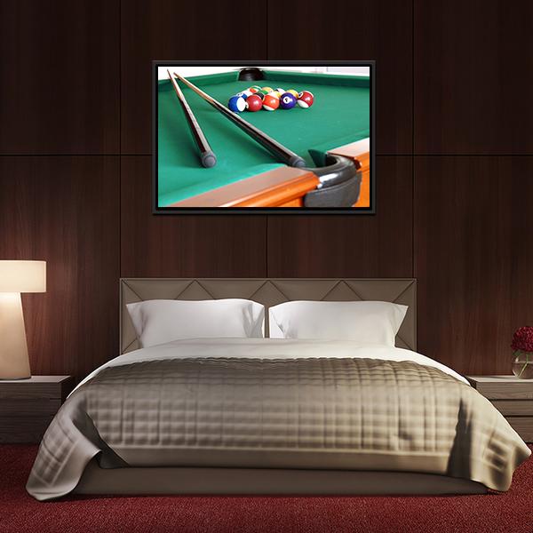 Snooker Balls & Cue Canvas Wall Art-3 Horizontal-Gallery Wrap-25" x 16"-Tiaracle