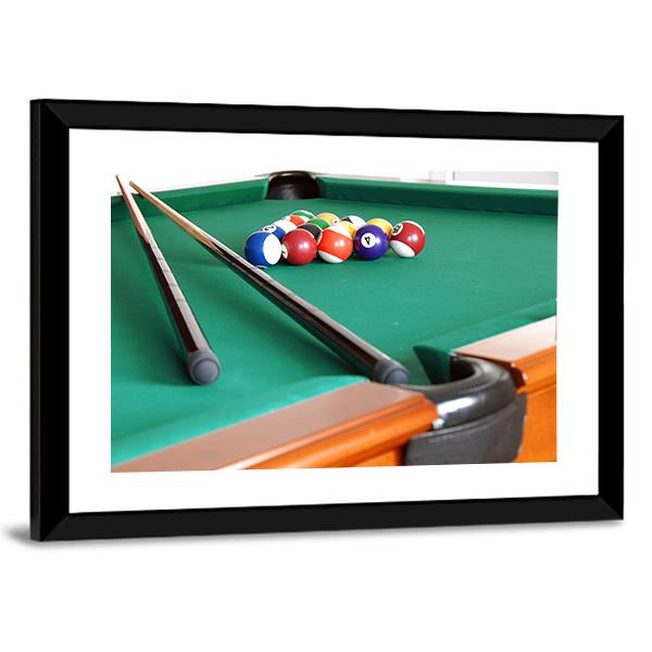 Snooker Balls & Cue Canvas Wall Art-3 Horizontal-Gallery Wrap-25" x 16"-Tiaracle