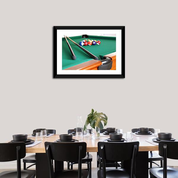 Snooker Balls & Cue Canvas Wall Art-3 Horizontal-Gallery Wrap-25" x 16"-Tiaracle