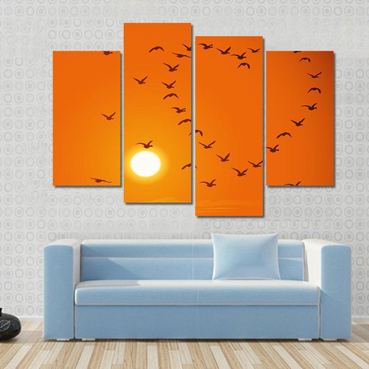 Birds In Heart Shape Canvas Wall Art-4 Pop-Gallery Wrap-50" x 32"-Tiaracle