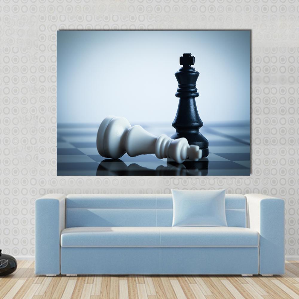 Black & White Chess Canvas Wall Art-1 Piece-Gallery Wrap-48" x 32"-Tiaracle