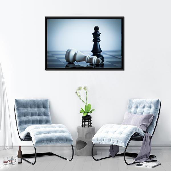 Black & White Chess Canvas Wall Art-3 Horizontal-Gallery Wrap-25" x 16"-Tiaracle