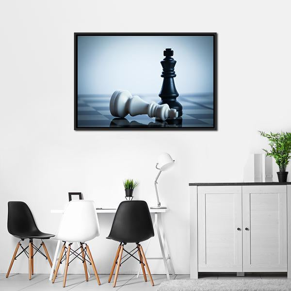 Black & White Chess Canvas Wall Art-3 Horizontal-Gallery Wrap-25" x 16"-Tiaracle