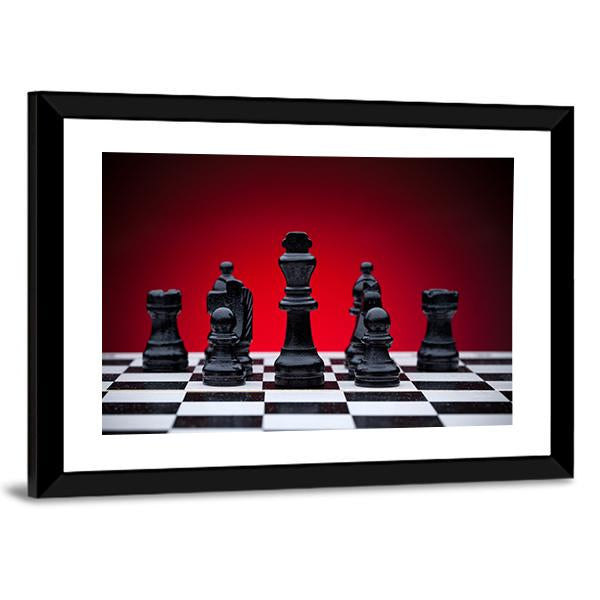 Black Chess Pieces Canvas Wall Art-3 Horizontal-Gallery Wrap-25" x 16"-Tiaracle