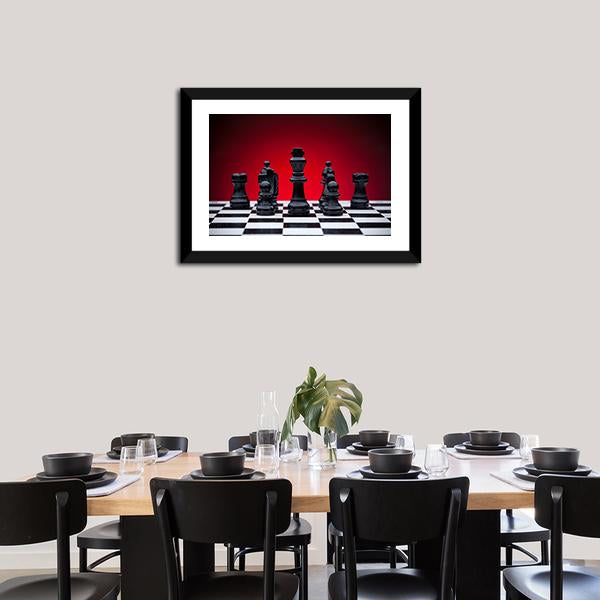 Black Chess Pieces Canvas Wall Art-3 Horizontal-Gallery Wrap-25" x 16"-Tiaracle