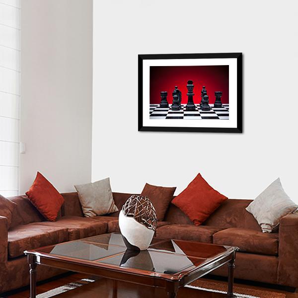 Black Chess Pieces Canvas Wall Art-3 Horizontal-Gallery Wrap-25" x 16"-Tiaracle