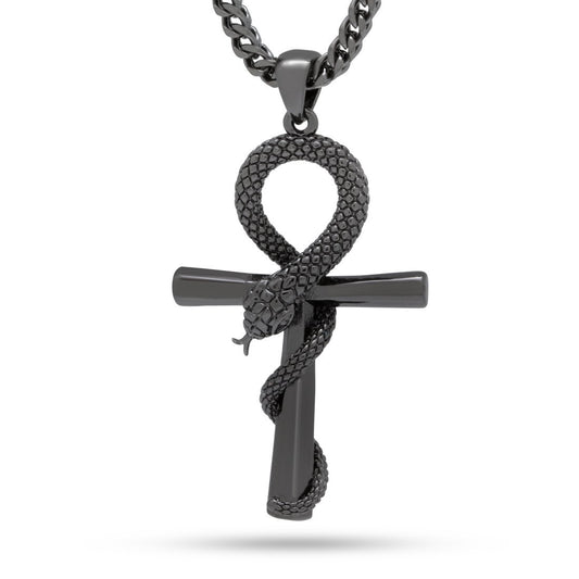 Black Gold Apep and Ankh Necklace
