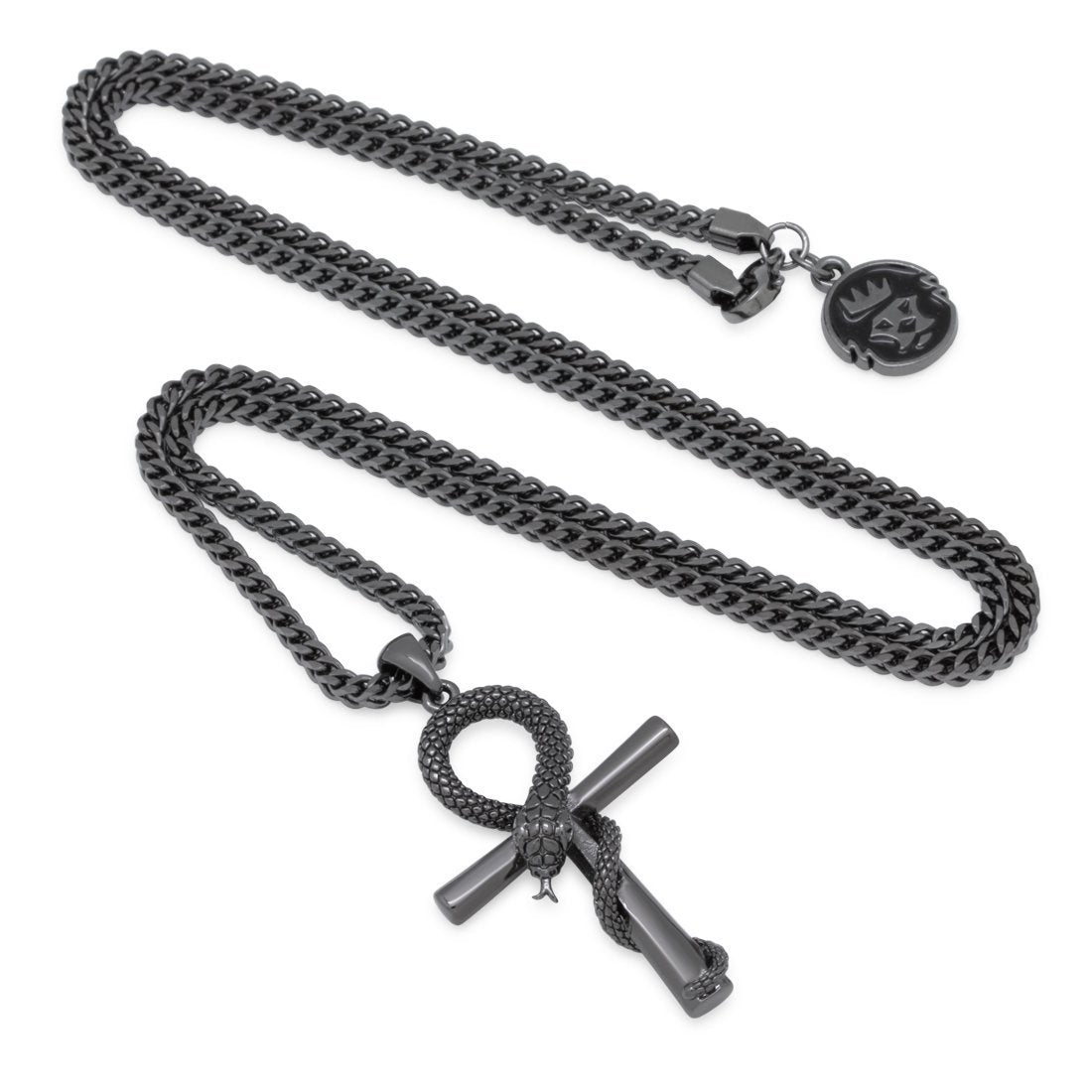 Black Gold Apep and Ankh Necklace