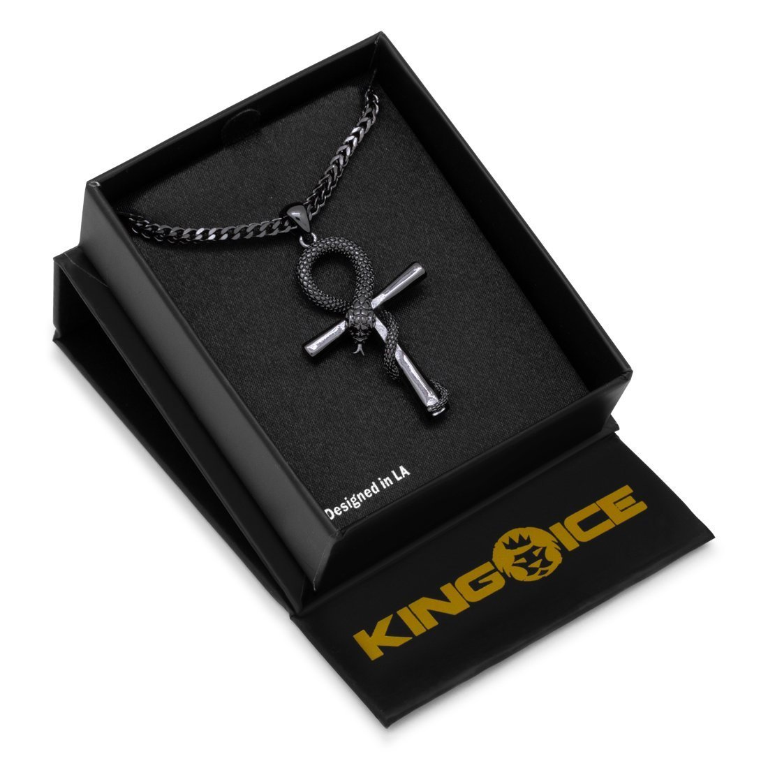 Black Gold Apep and Ankh Necklace