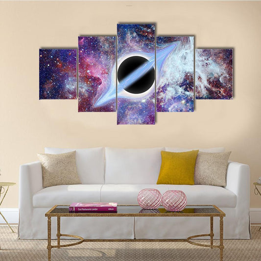 Black Hole Science Fiction Canvas Wall Art-5 Star-Gallery Wrap-62" x 32"-Tiaracle