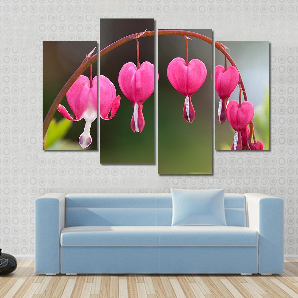 Bleeding Heart Flowers Canvas Wall Art-4 Pop-Gallery Wrap-50" x 32"-Tiaracle