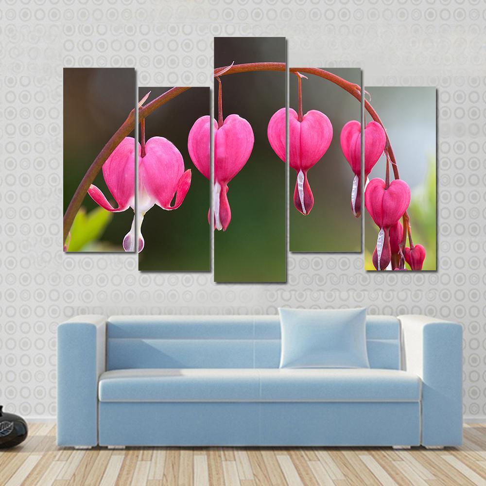 Bleeding Heart Flowers Canvas Wall Art-5 Pop-Gallery Wrap-47" x 32"-Tiaracle