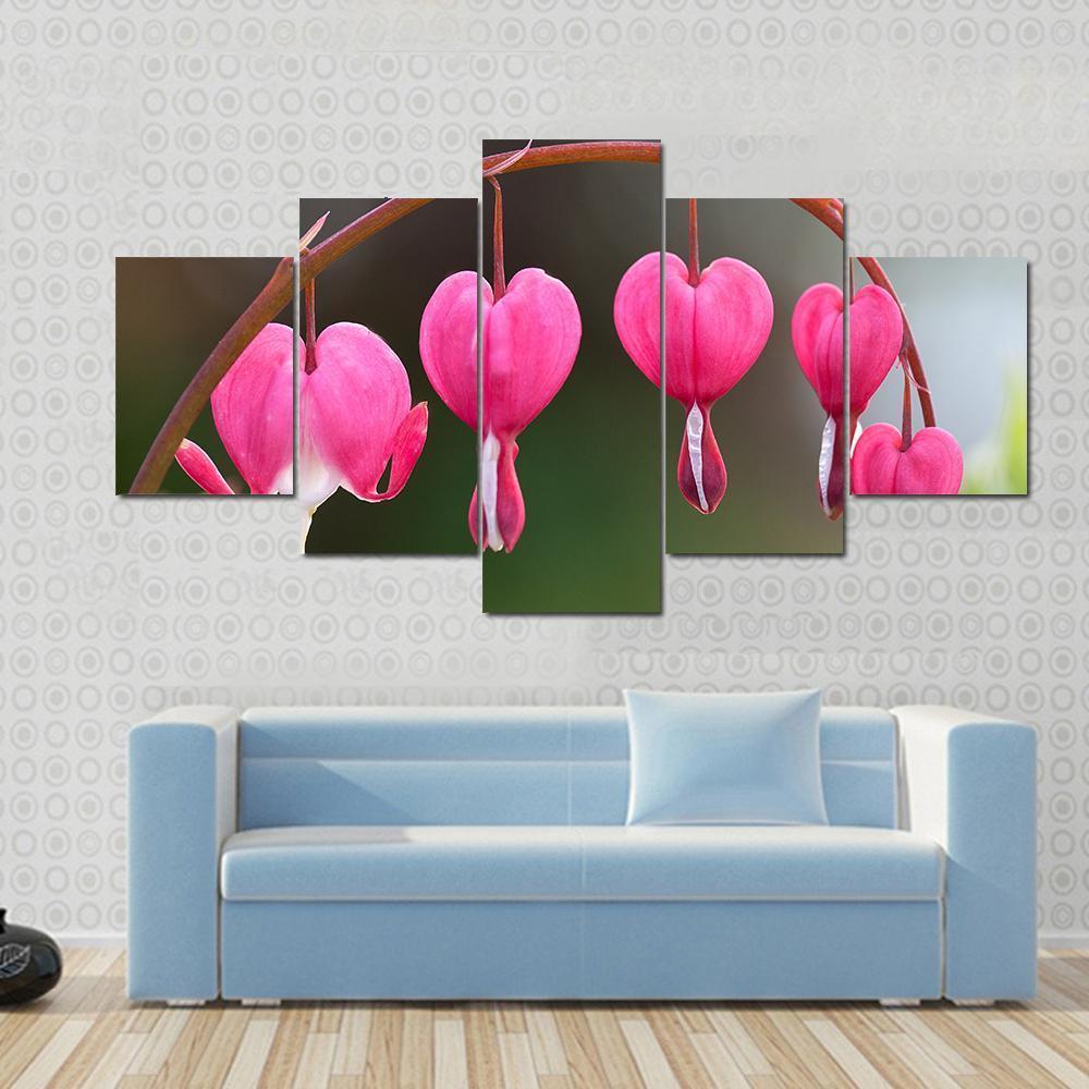 Bleeding Heart Flowers Canvas Wall Art-5 Star-Gallery Wrap-62" x 32"-Tiaracle