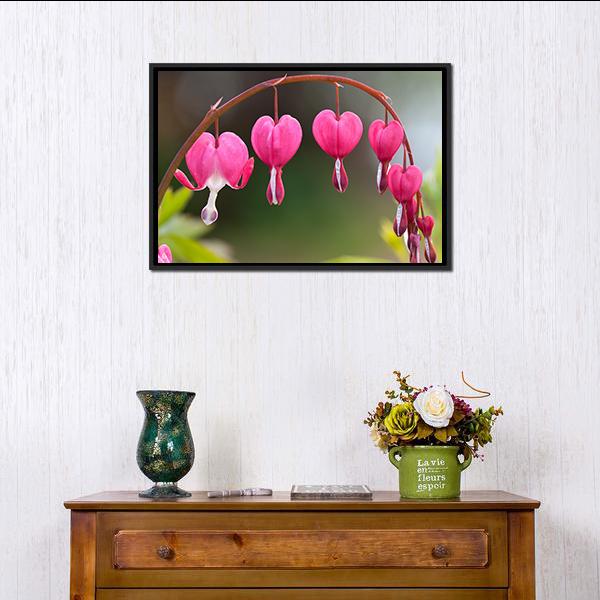 Bleeding Heart Flowers Canvas Wall Art-1 Piece-Floating Frame-24" x 16"-Tiaracle