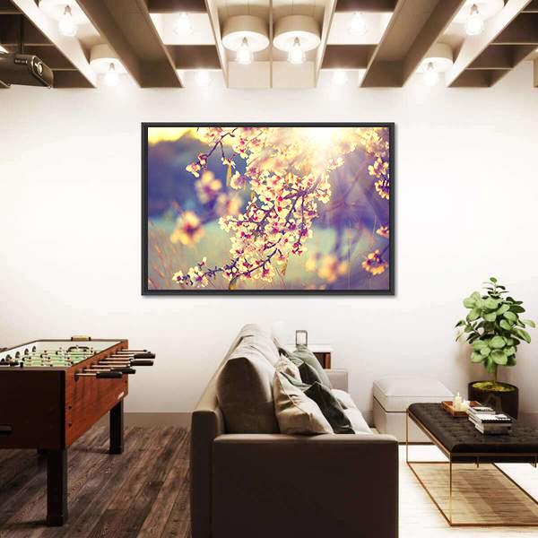 Blooming Tree & Sun Flare Canvas Wall Art-3 Horizontal-Gallery Wrap-25" x 16"-Tiaracle