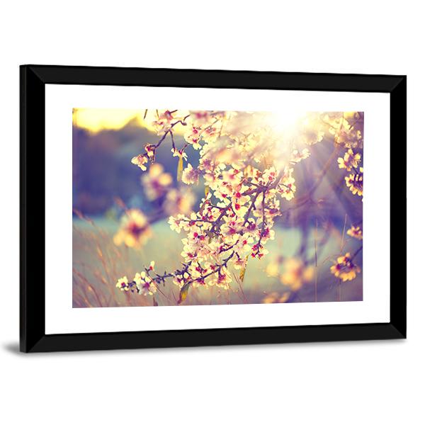 Blooming Tree & Sun Flare Canvas Wall Art-3 Horizontal-Gallery Wrap-25" x 16"-Tiaracle