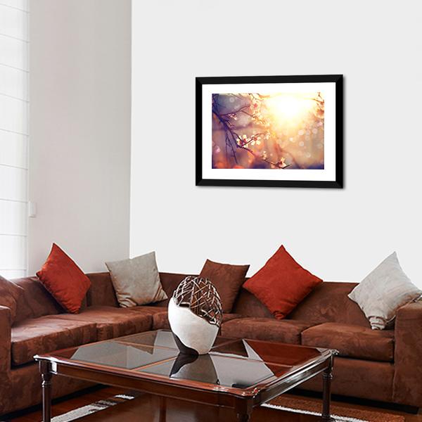 Blooming Tree With Sunlight Canvas Wall Art-3 Horizontal-Gallery Wrap-25" x 16"-Tiaracle