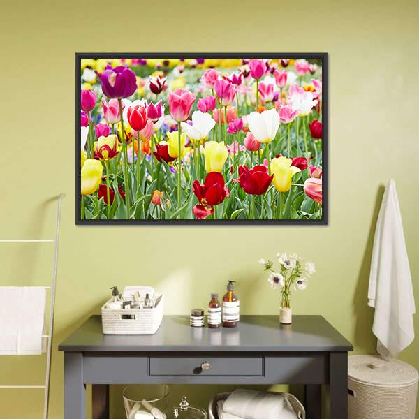 Blooming Tulips Canvas Wall Art-1 Piece-Floating Frame-24" x 16"-Tiaracle