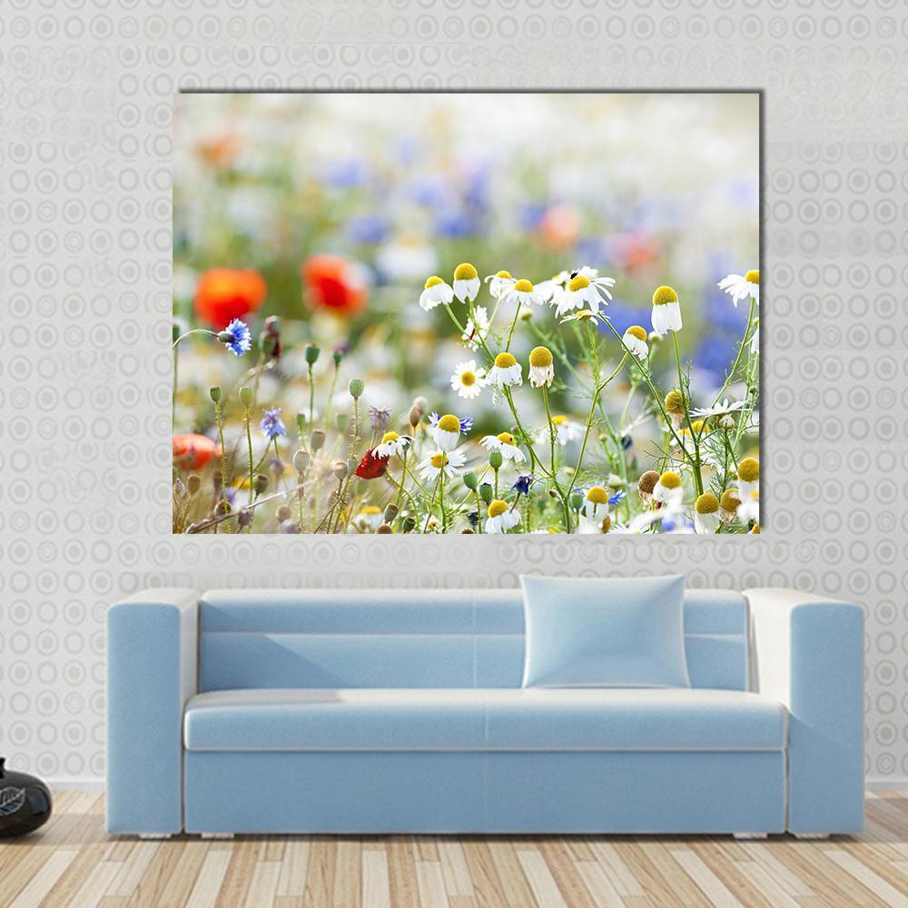 Blooming Wild Flowers Canvas Wall Art-1 Piece-Gallery Wrap-48" x 32"-Tiaracle