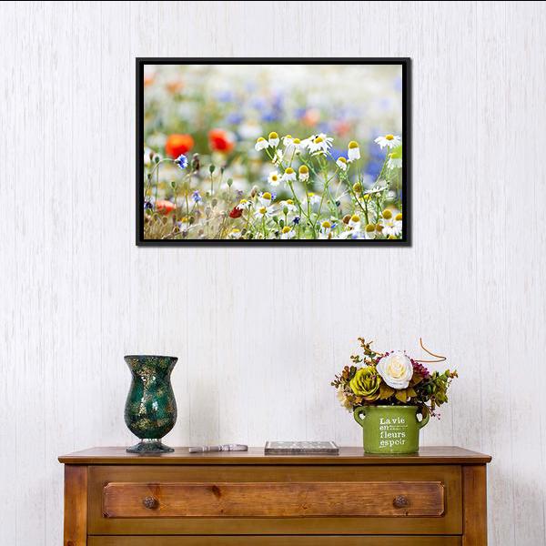 Blooming Wild Flowers Canvas Wall Art-1 Piece-Floating Frame-24" x 16"-Tiaracle