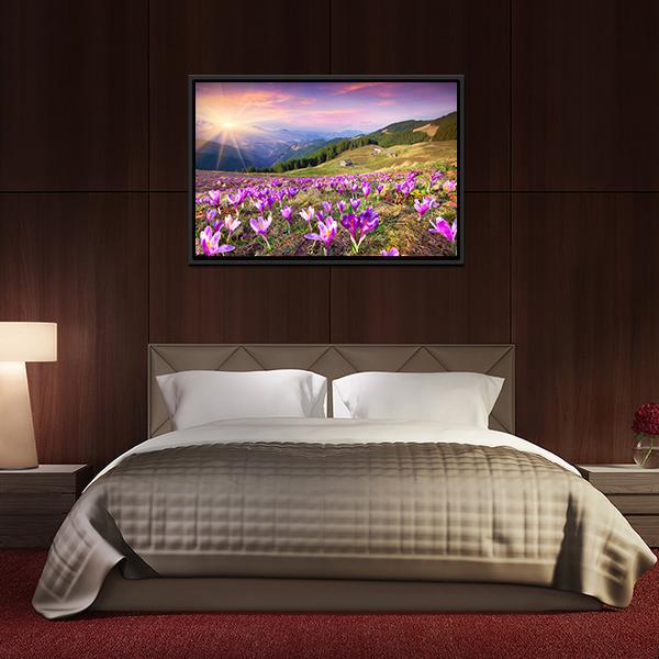 Blossom Of Crocuses Canvas Wall Art-3 Horizontal-Gallery Wrap-25" x 16"-Tiaracle