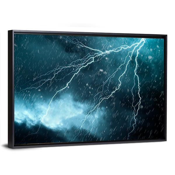 Blue Color Lightning Canvas Wall Art-3 Horizontal-Gallery Wrap-25" x 16"-Tiaracle