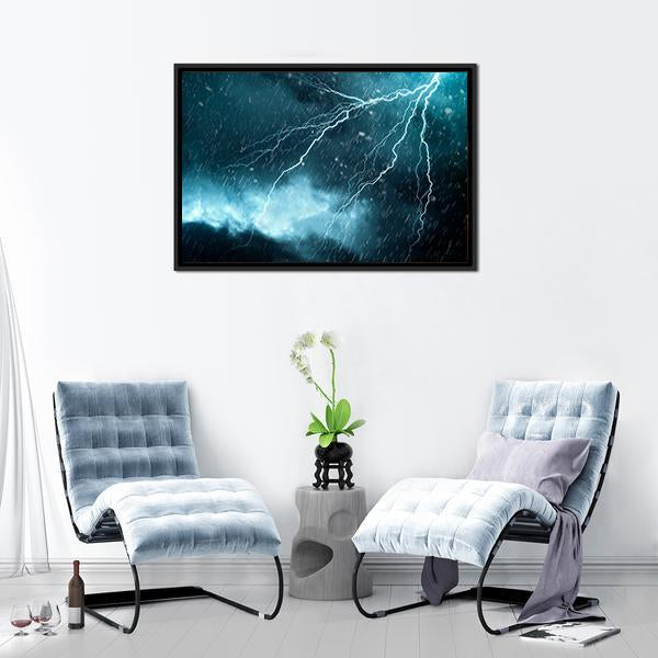 Blue Color Lightning Canvas Wall Art-3 Horizontal-Gallery Wrap-25" x 16"-Tiaracle