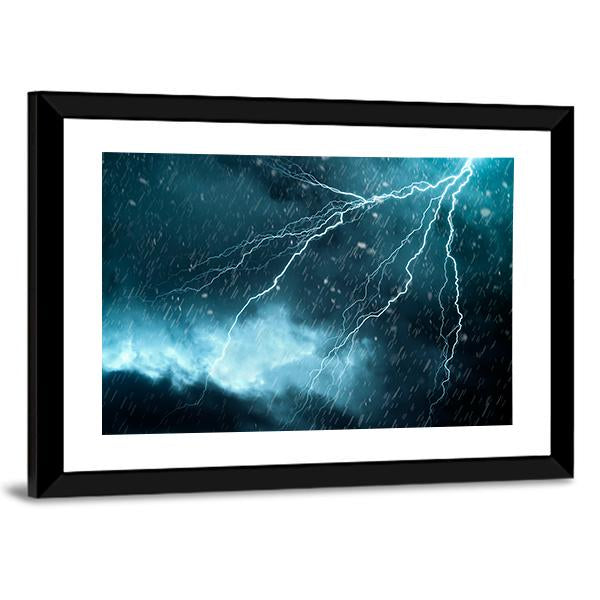 Blue Color Lightning Canvas Wall Art-3 Horizontal-Gallery Wrap-25" x 16"-Tiaracle