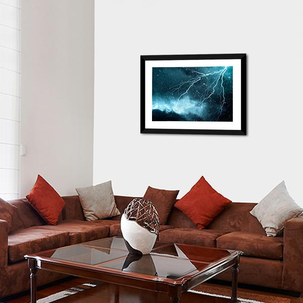 Blue Color Lightning Canvas Wall Art-3 Horizontal-Gallery Wrap-25" x 16"-Tiaracle
