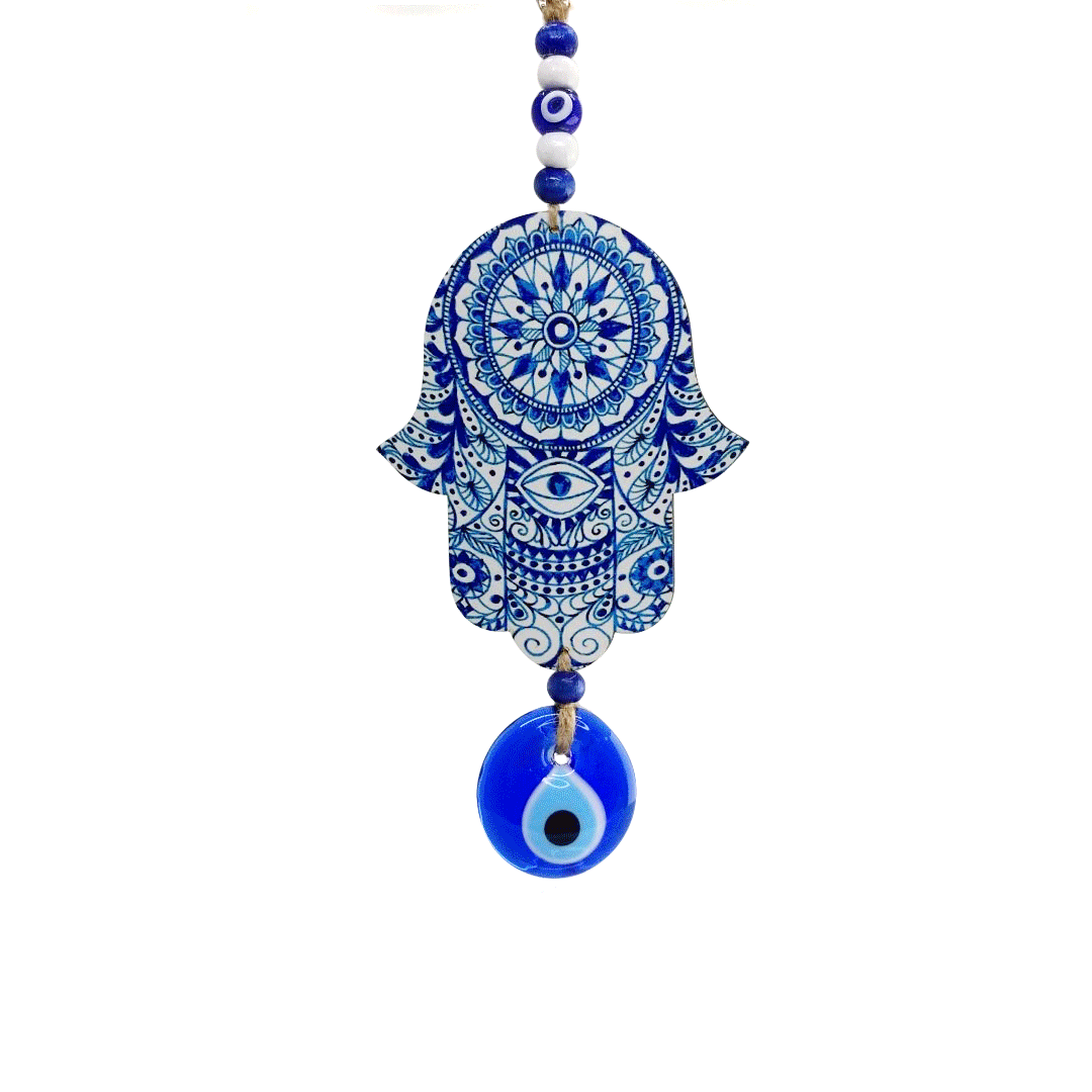 Lovely Hues of Blue Hamsa Hand Wall Art for Home or Office