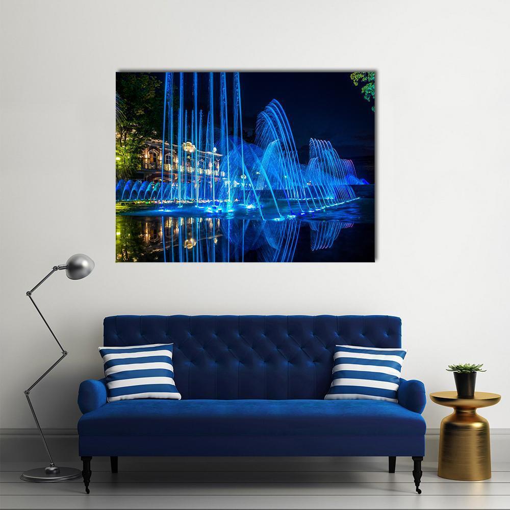 Blue Fountains Canvas Wall Art-1 Piece-Gallery Wrap-48" x 32"-Tiaracle