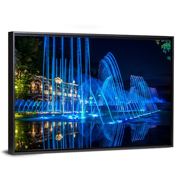 Blue Fountains Canvas Wall Art-3 Horizontal-Gallery Wrap-25" x 16"-Tiaracle