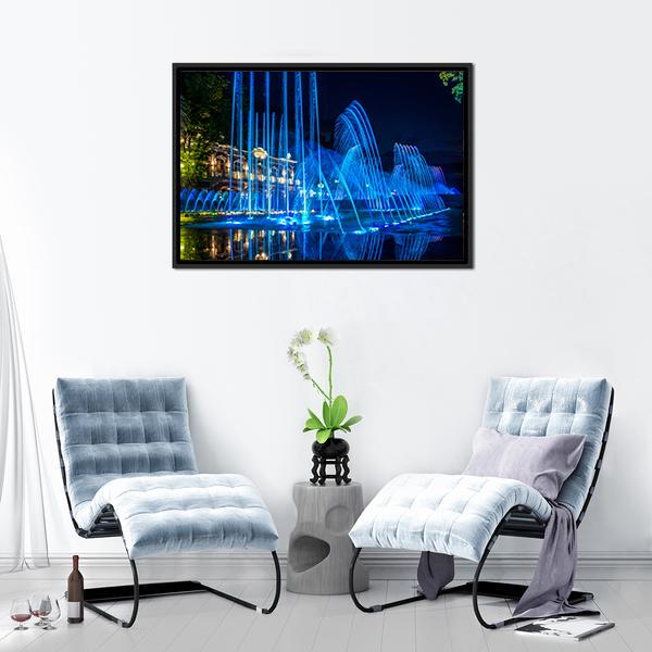 Blue Fountains Canvas Wall Art-3 Horizontal-Gallery Wrap-25" x 16"-Tiaracle