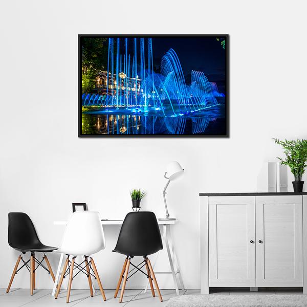 Blue Fountains Canvas Wall Art-3 Horizontal-Gallery Wrap-25" x 16"-Tiaracle