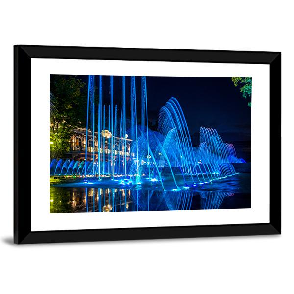 Blue Fountains Canvas Wall Art-3 Horizontal-Gallery Wrap-25" x 16"-Tiaracle