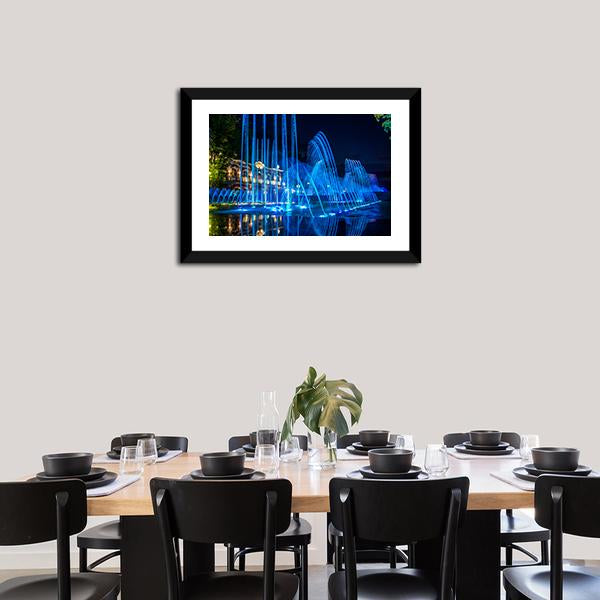 Blue Fountains Canvas Wall Art-3 Horizontal-Gallery Wrap-25" x 16"-Tiaracle